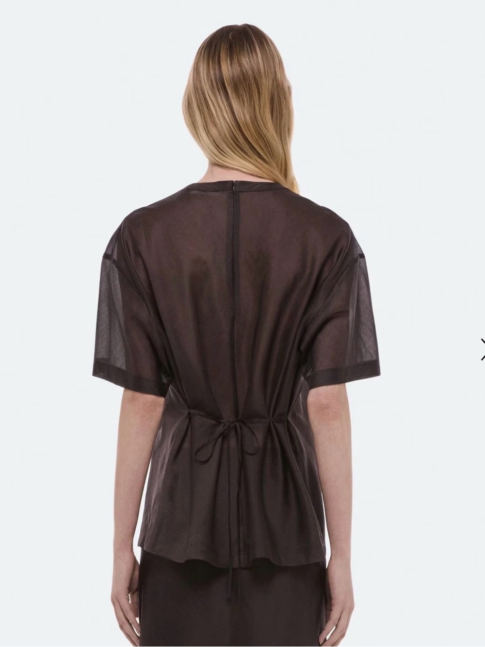 Helmut Lang Sheer Brown Short Sleeve Blouse - Picture 3 of 5